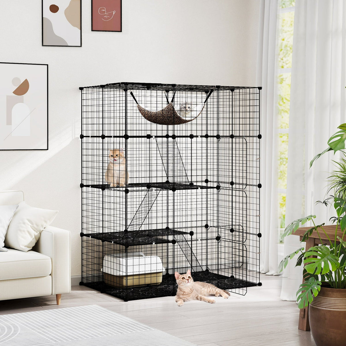 4-Tier Cat Cage with Skylight and Hammock for 1-4 Cats 2