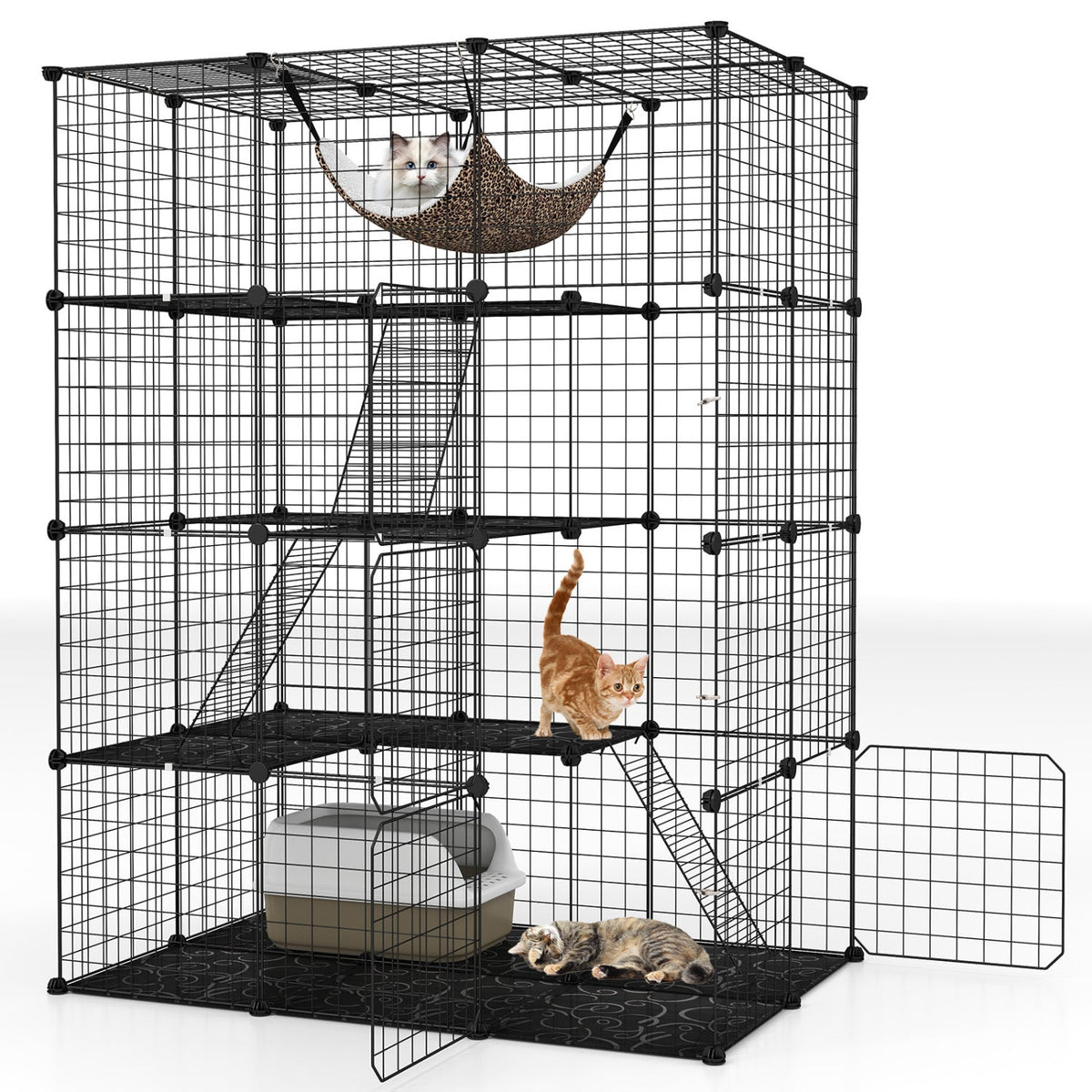 4-Tier Cat Cage with Skylight and Hammock for 1-4 Cats 4