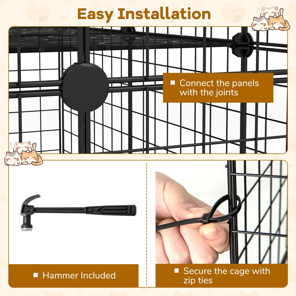 4-Tier Cat Cage with Skylight and Hammock for 1-4 Cats 8