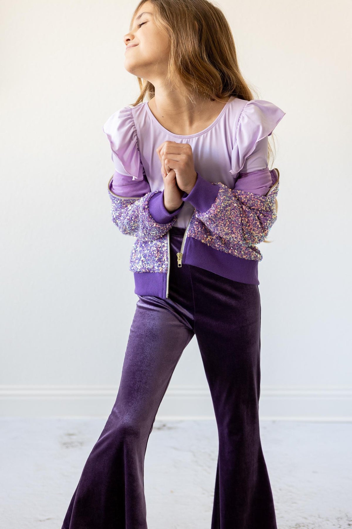 Lavender L/S Flutter Sleeve Leotard 2