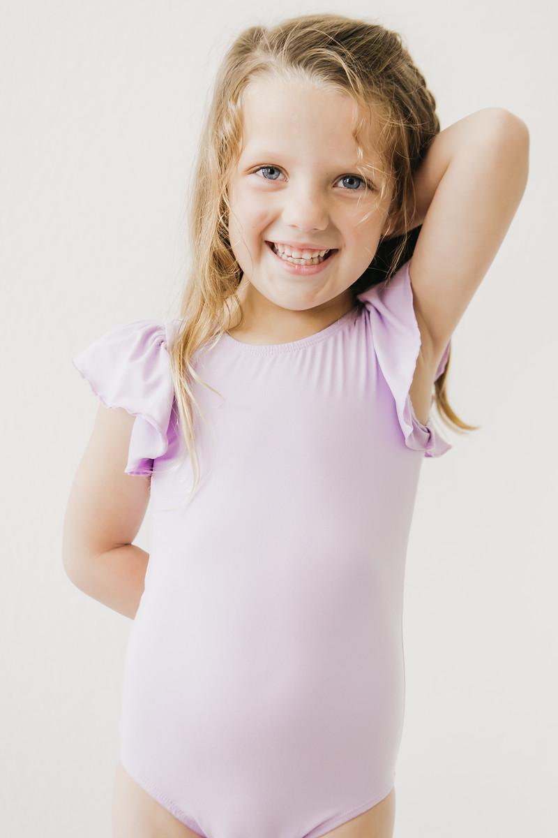 Lavender S/S Flutter Sleeve Leotard 2