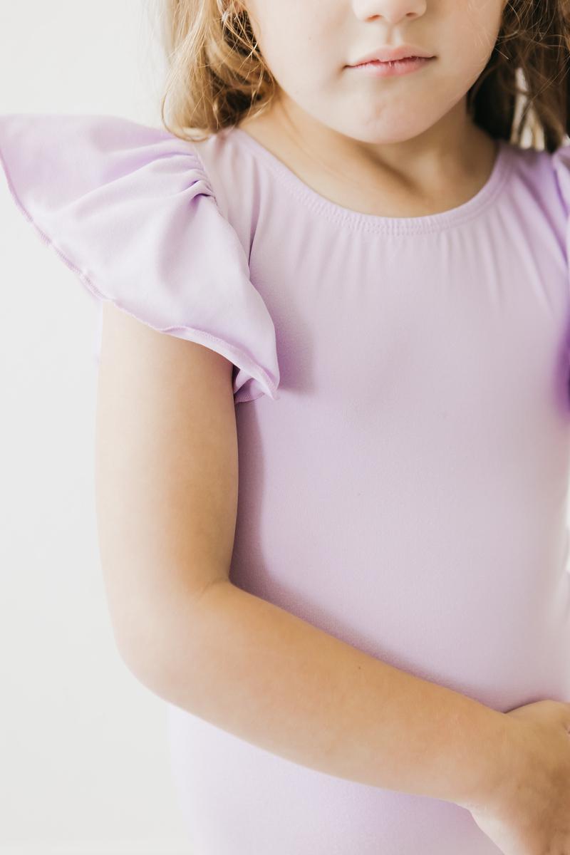 Lavender S/S Flutter Sleeve Leotard 4