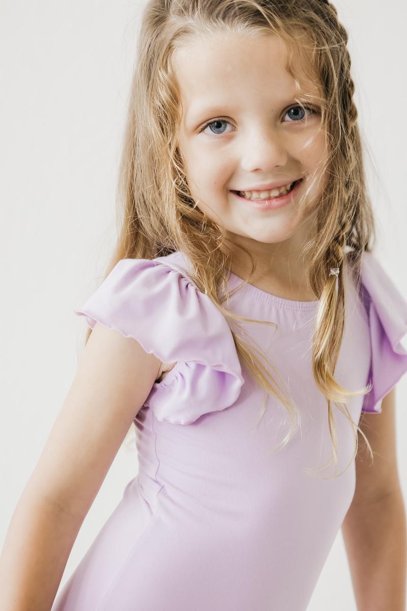Lavender S/S Flutter Sleeve Leotard 6