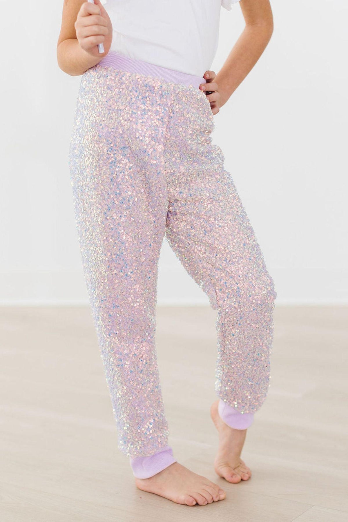 Lavender Sequin Joggers 1
