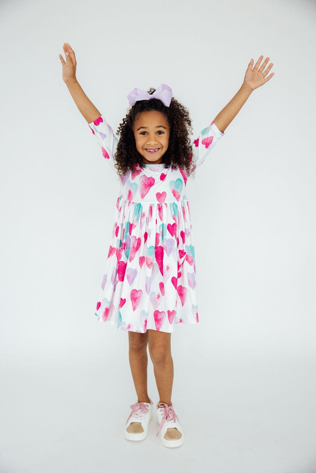 Light Hearted 3/4 Sleeve Pocket Twirl Dress 4