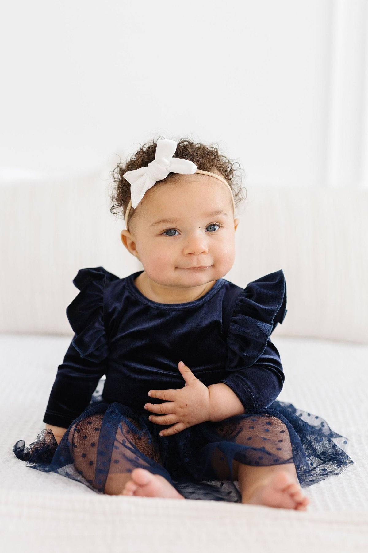 Light Navy Velvet Tutu Bodysuit 2