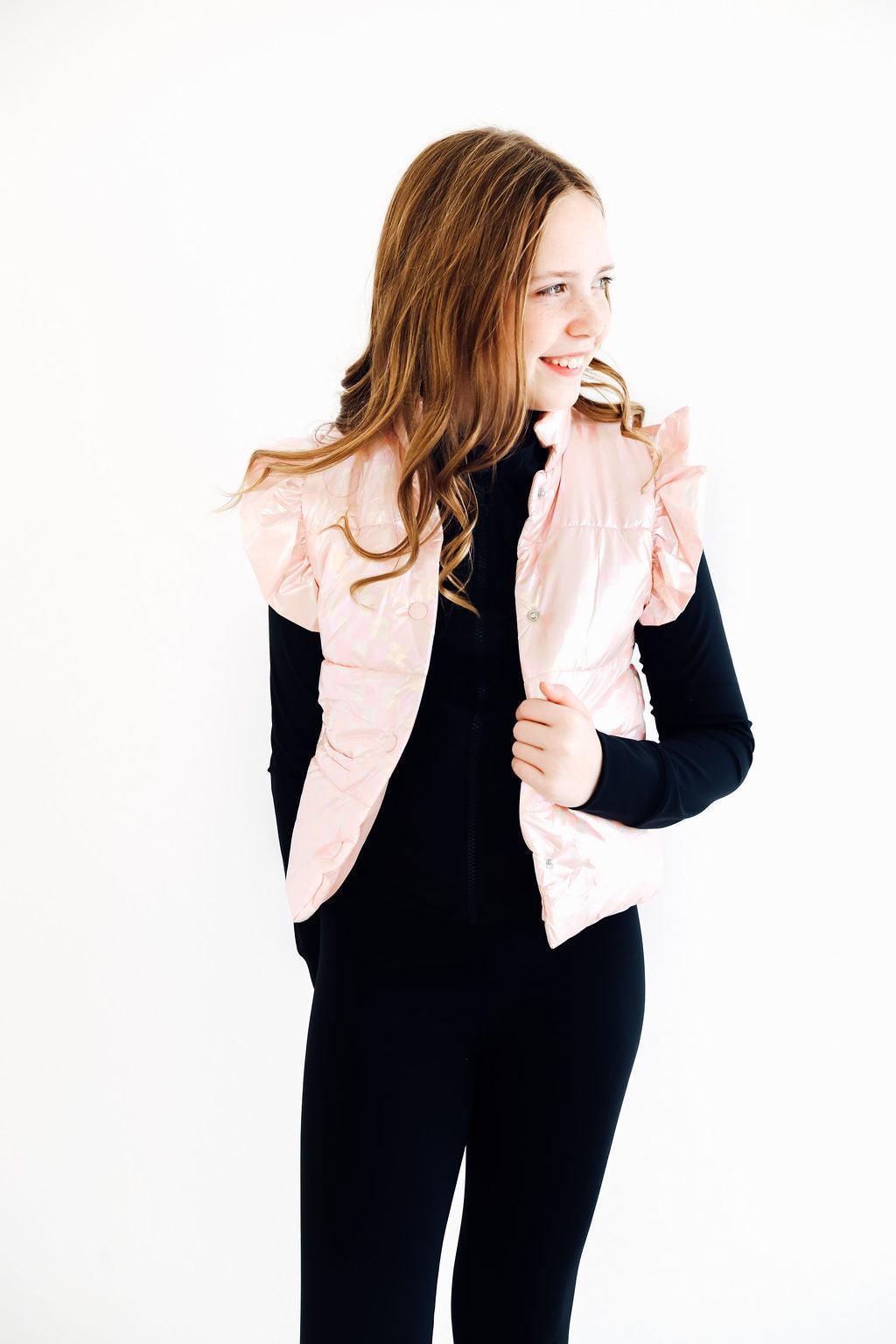 SALE Light Pink Checker Puffer Vest 4