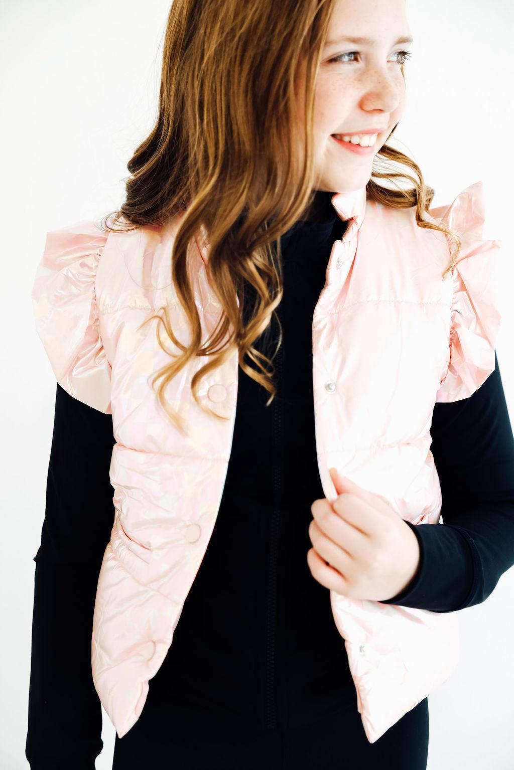 SALE Light Pink Checker Puffer Vest 5