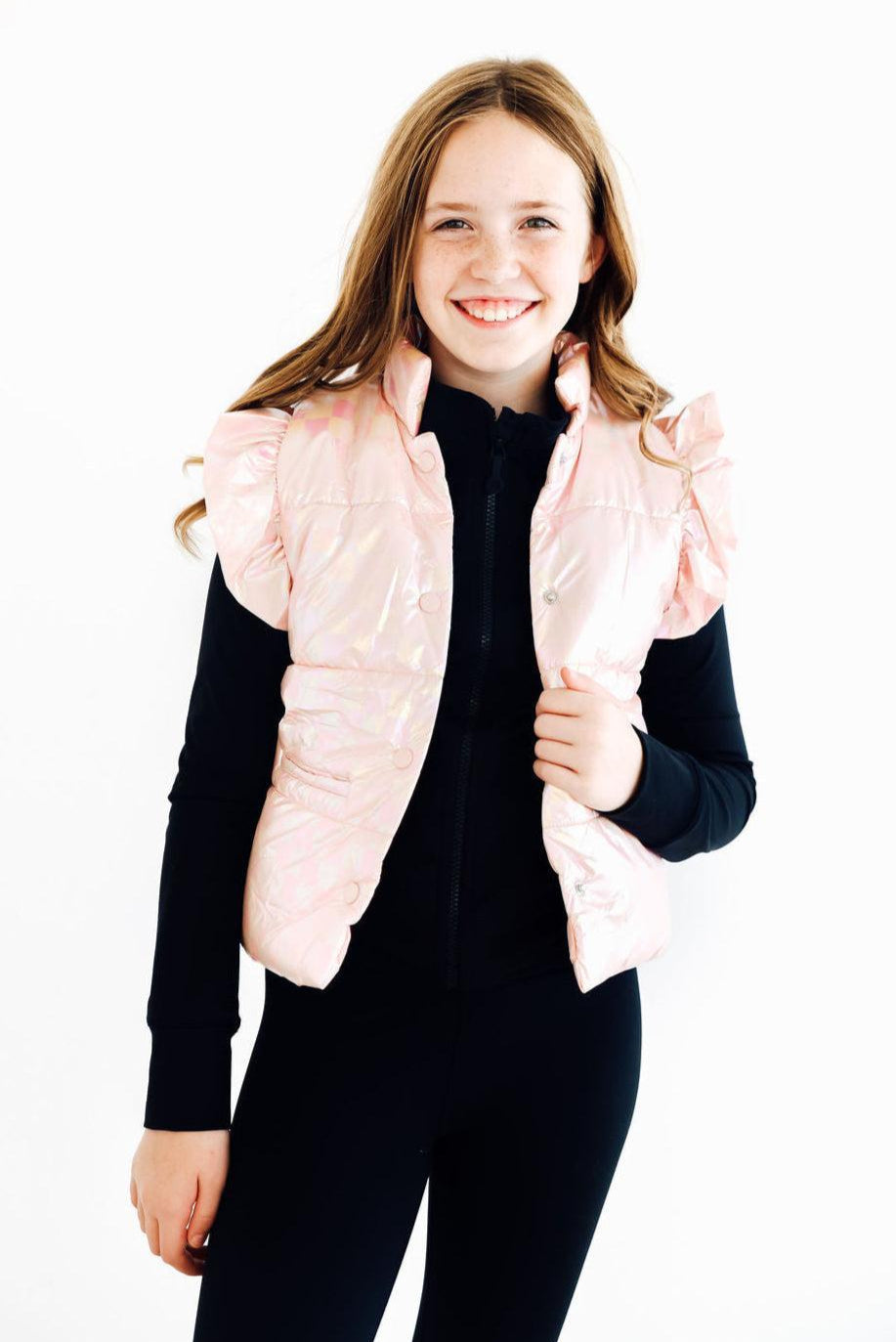 SALE Light Pink Checker Puffer Vest 3