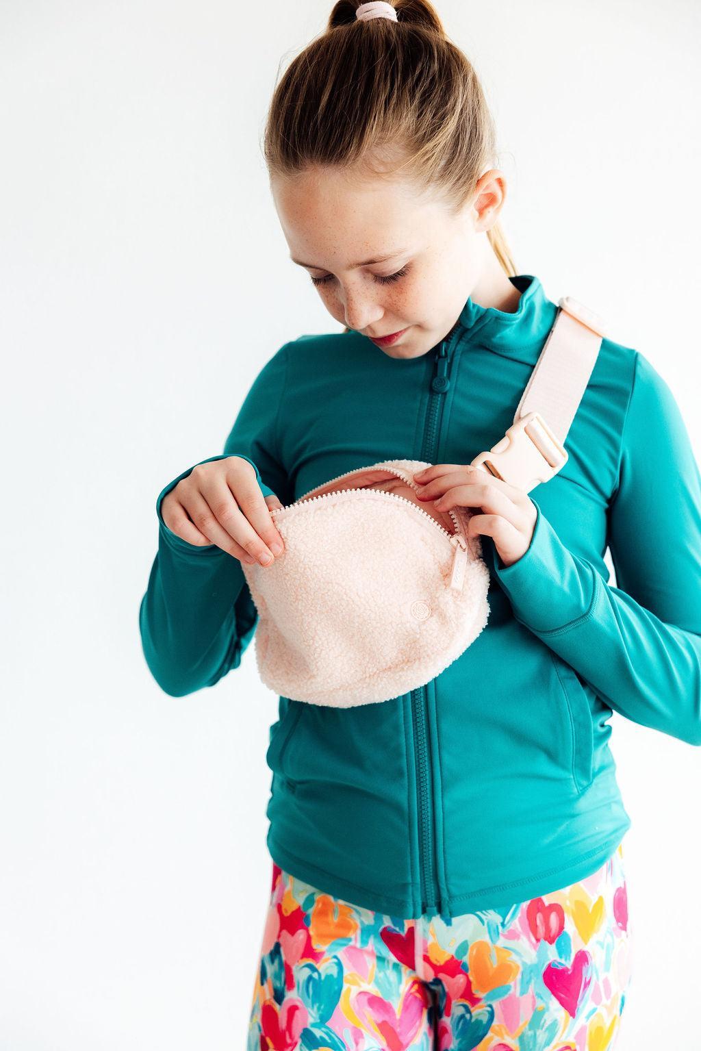 Light Pink Fleece Belt Bag 5