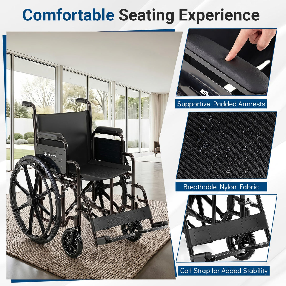 Folding Wheelchair for Adults with Swing-Away Footrest 22