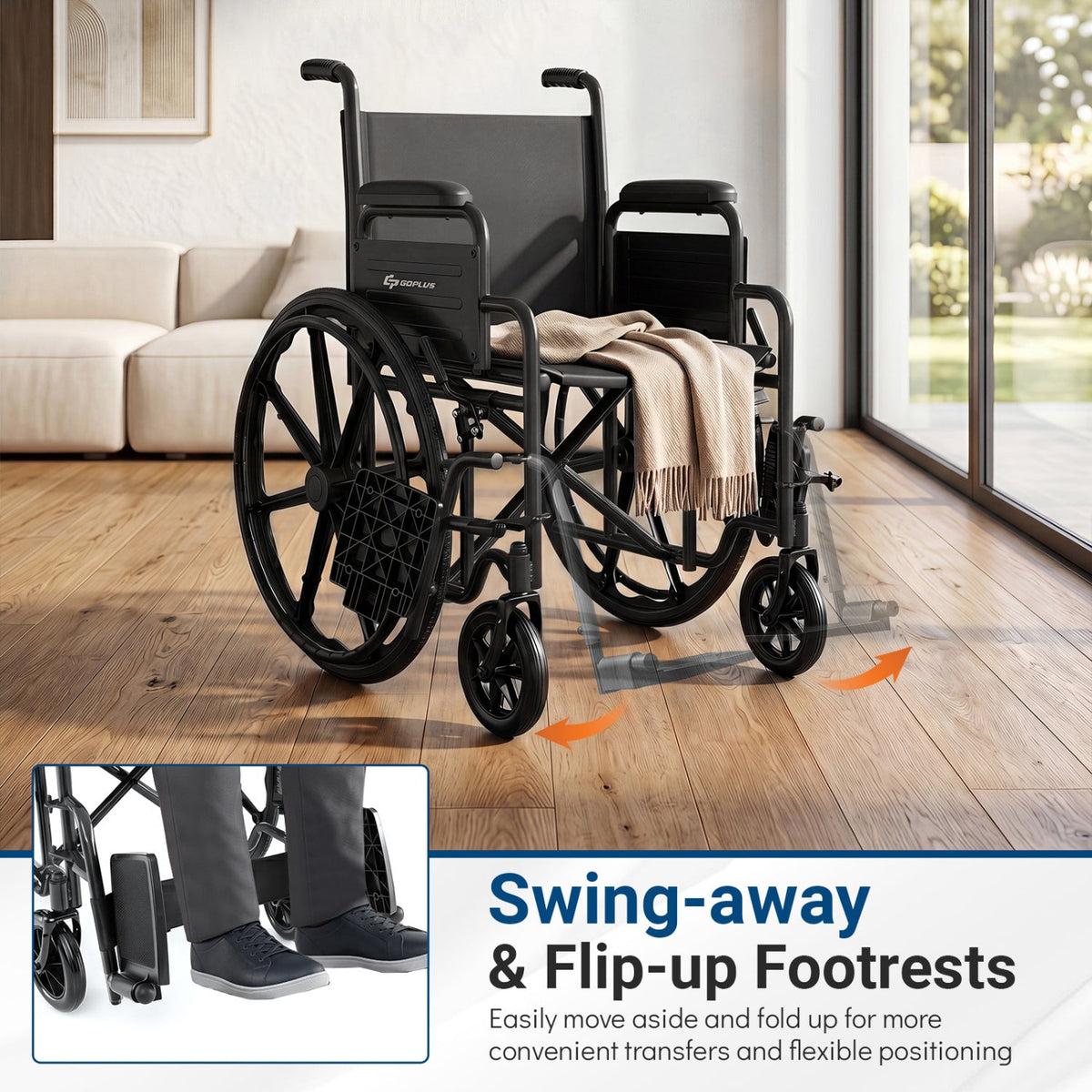 Folding Wheelchair for Adults with Swing-Away Footrest 23