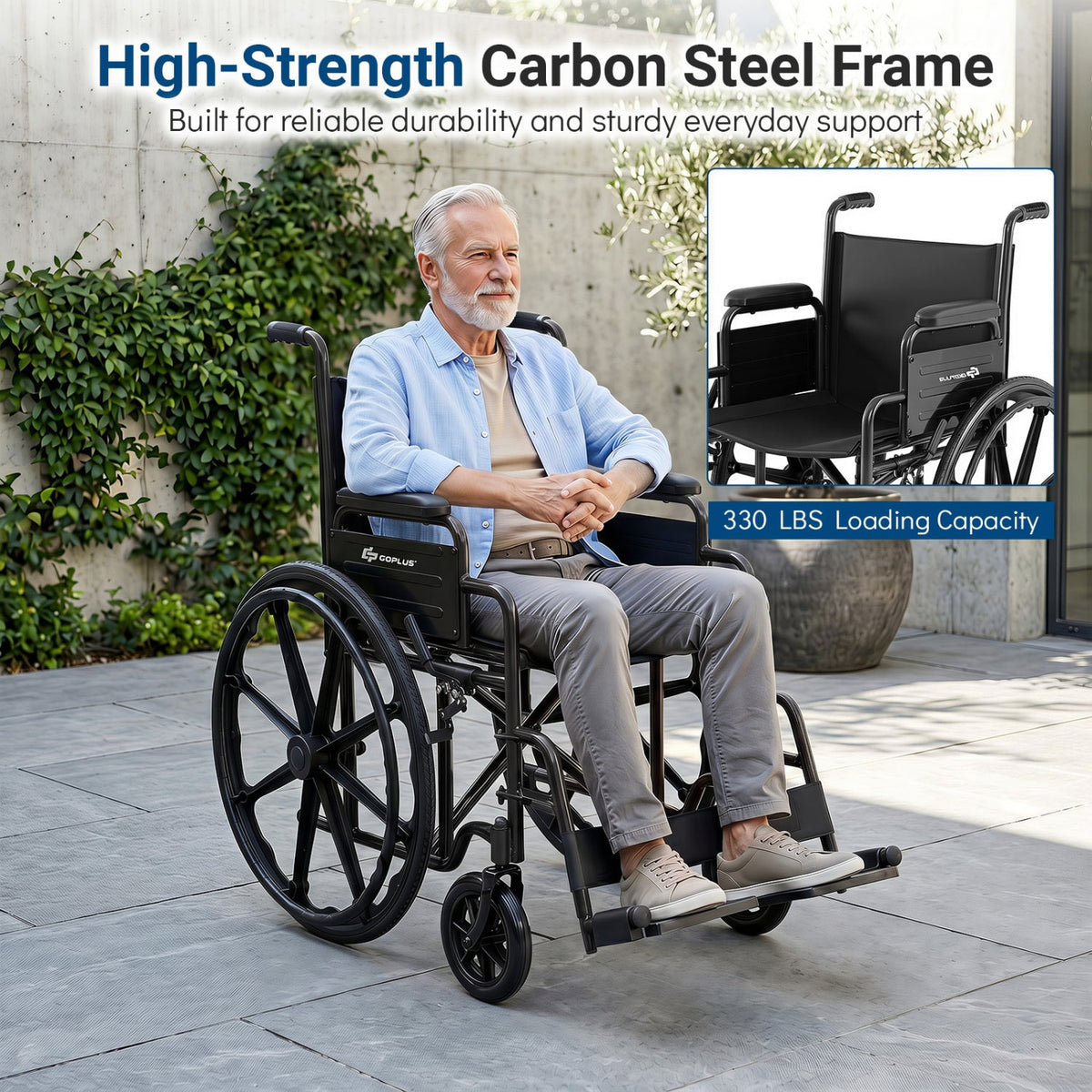 Folding Wheelchair for Adults with Swing-Away Footrest 24
