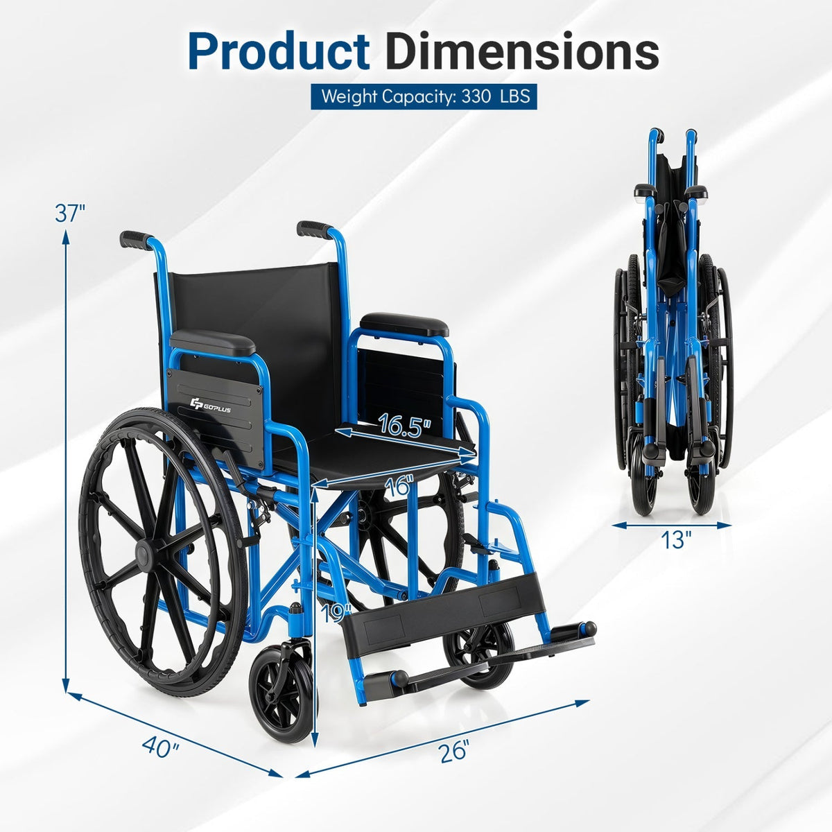 Folding Wheelchair for Adults with Swing-Away Footrest 3