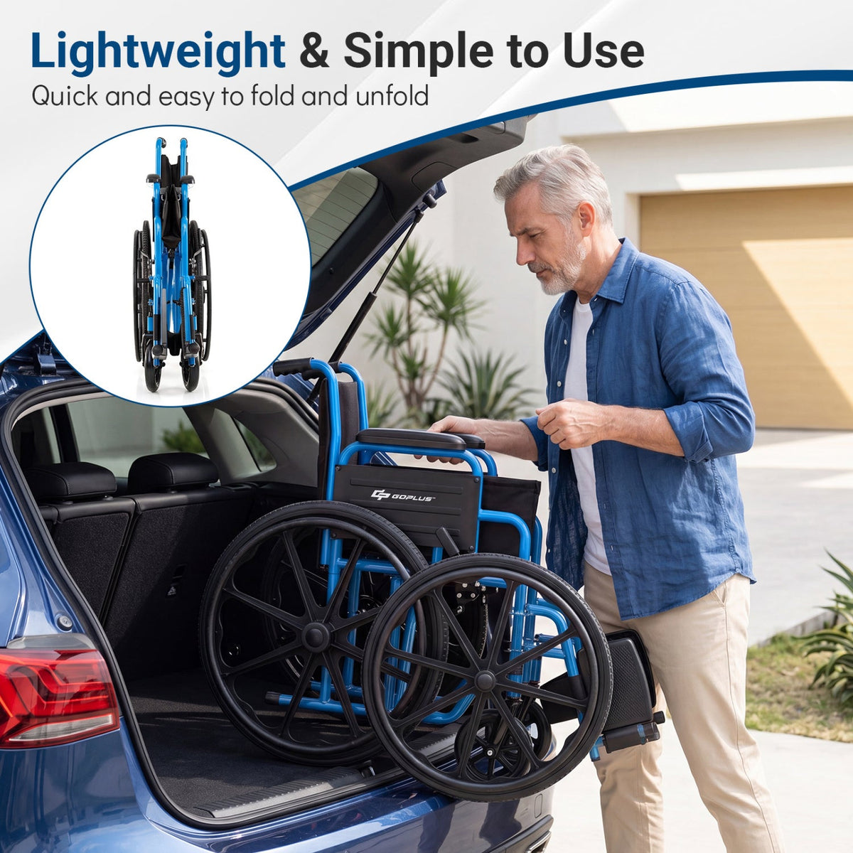 Folding Wheelchair for Adults with Swing-Away Footrest 5