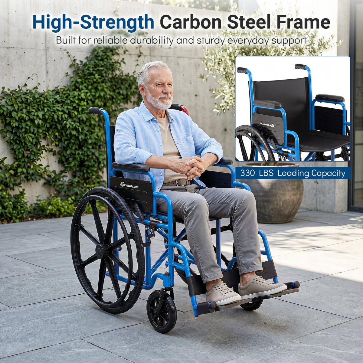 Folding Wheelchair for Adults with Swing-Away Footrest 8