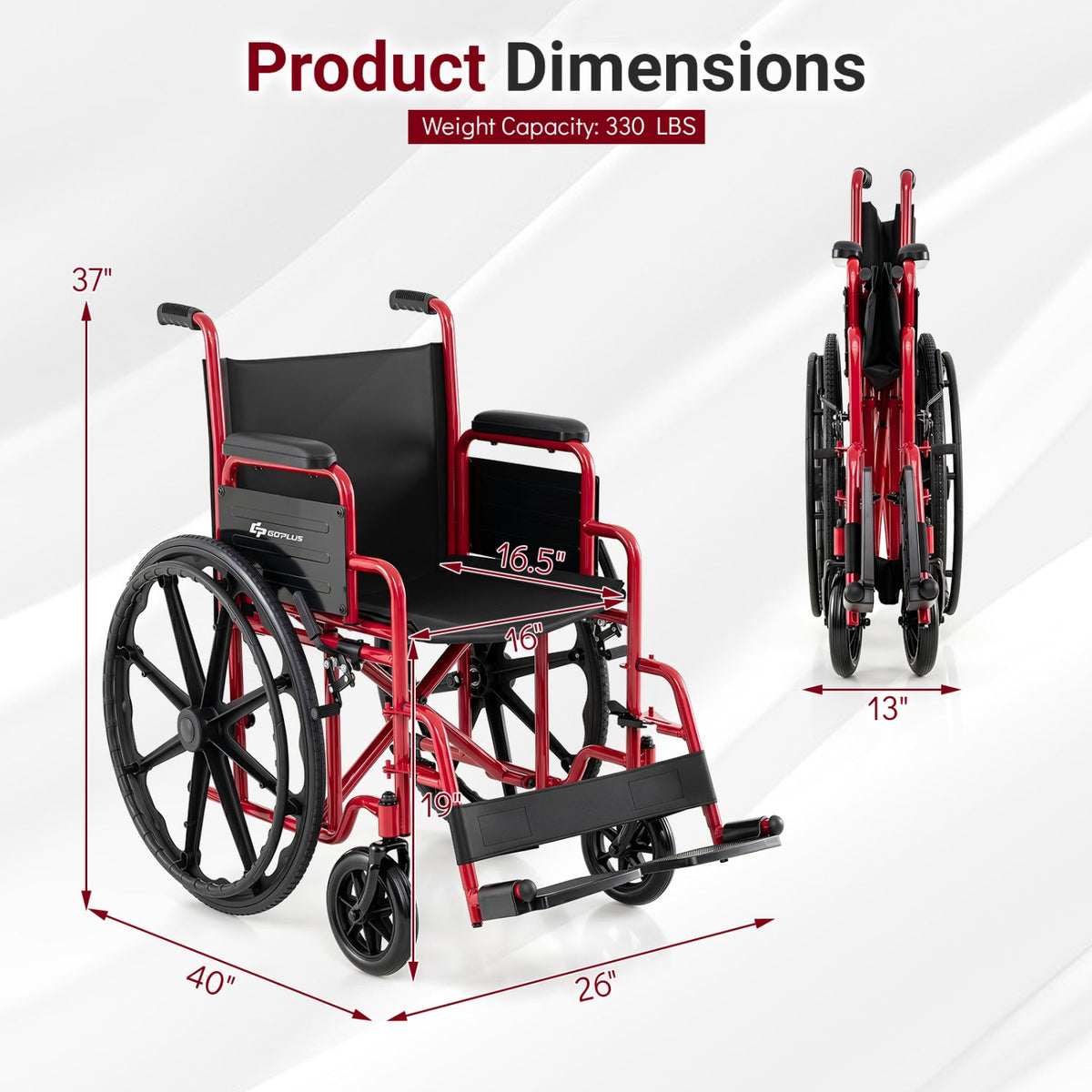 Folding Wheelchair for Adults with Swing-Away Footrest 11