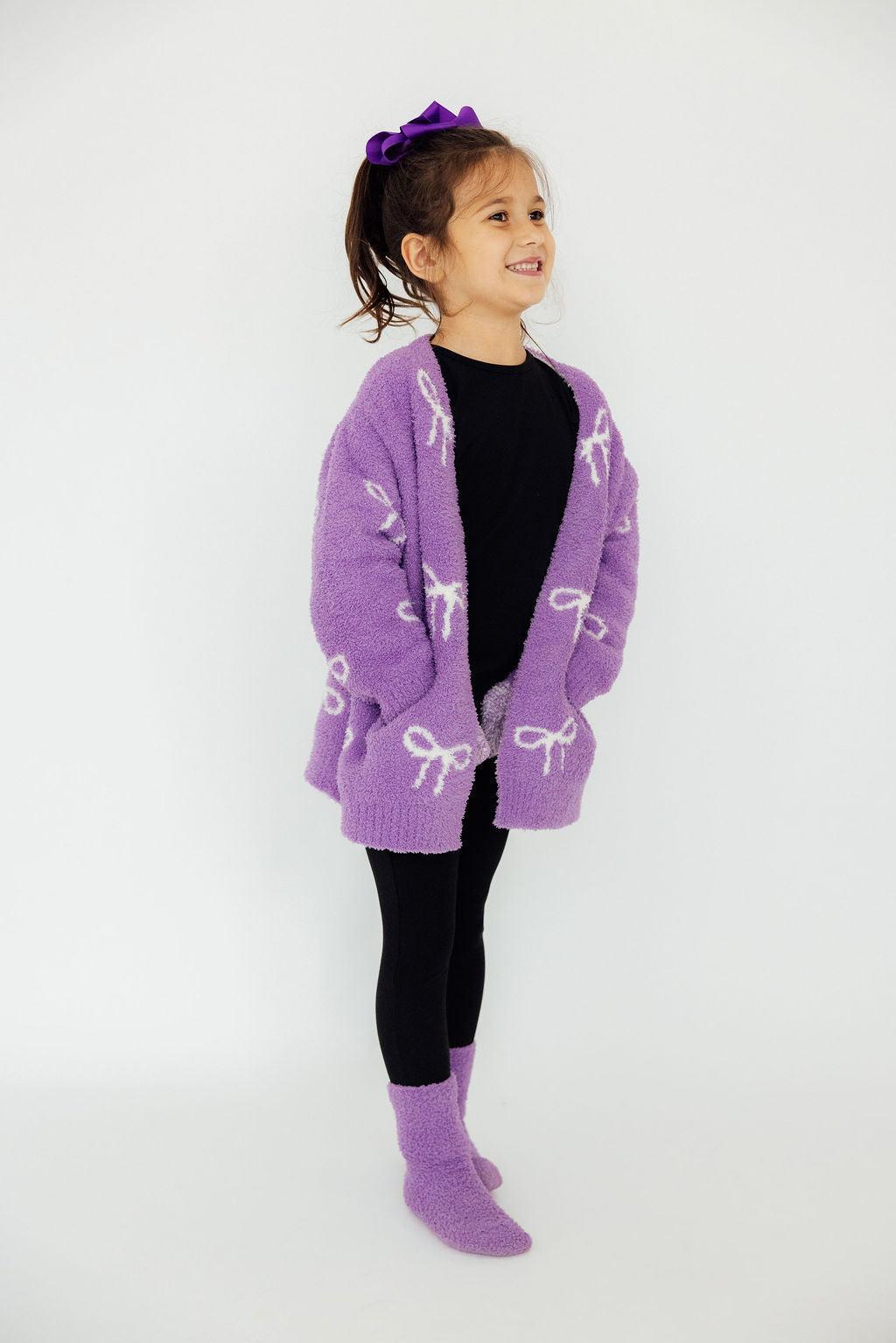 Lilac/Coconut Bow Cozy Socks 6