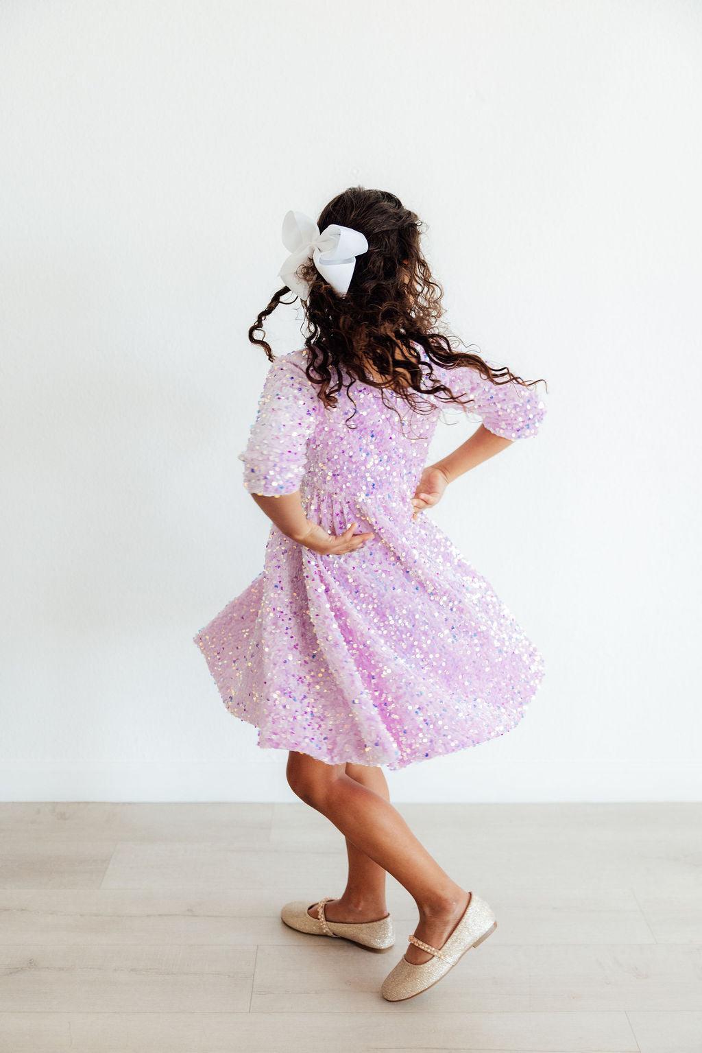 Lilac Velvet Sequin Dress 2