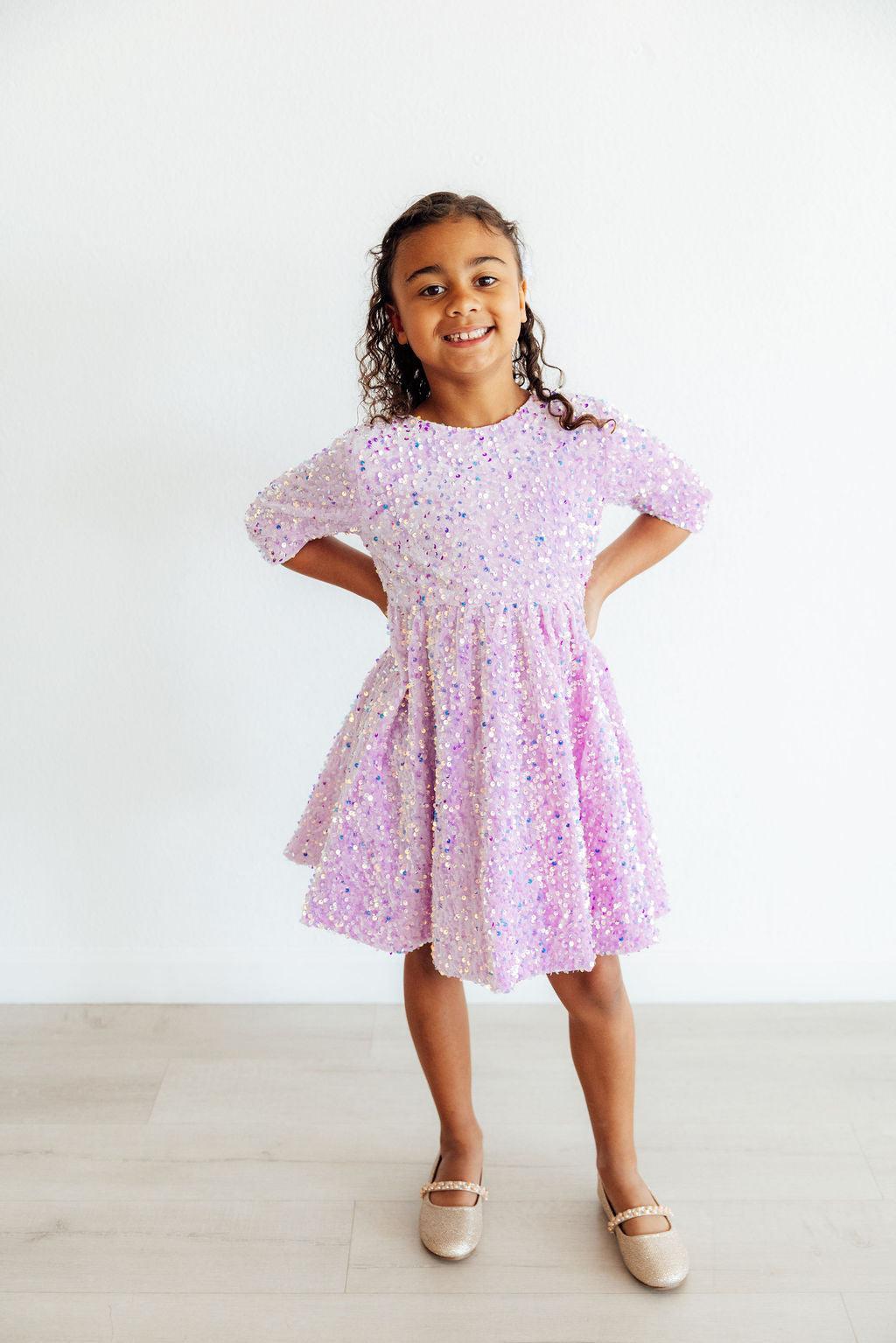 Lilac Velvet Sequin Dress 4