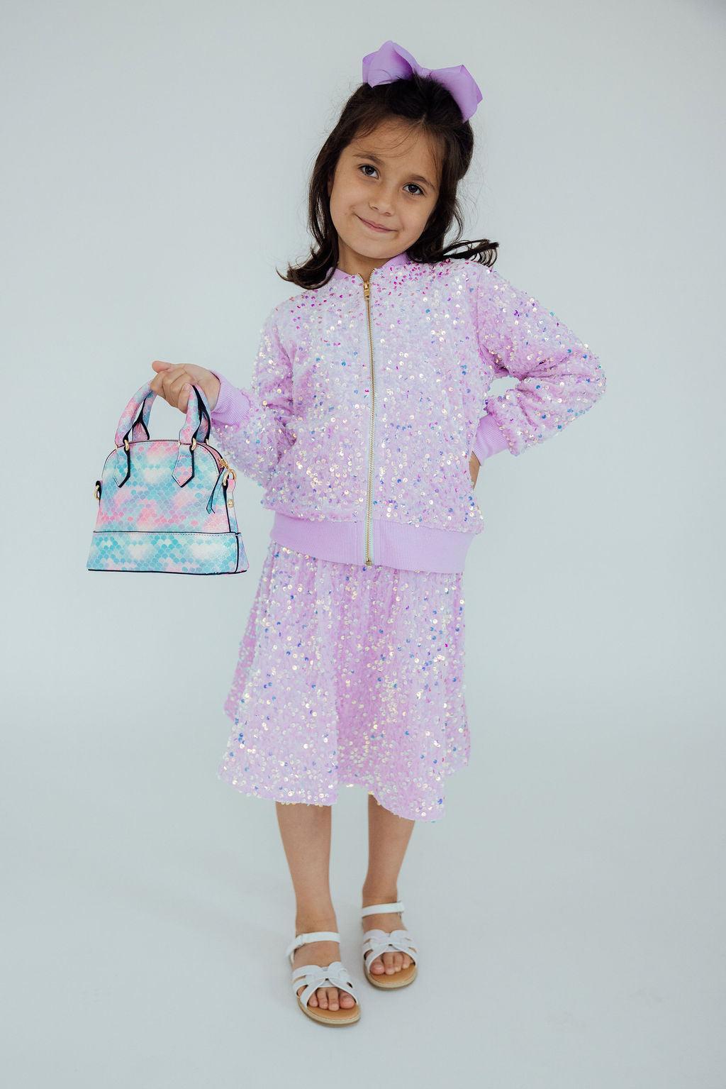 Lilac Velvet Sequin Twirl Skort 2