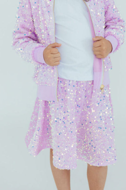 Lilac Velvet Sequin Twirl Skort 1