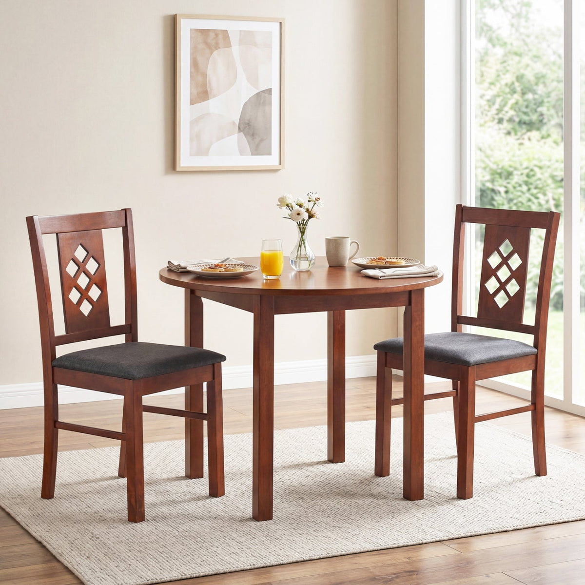 Upholstered Dining Chairs Set of 2 with Wood Frame 1