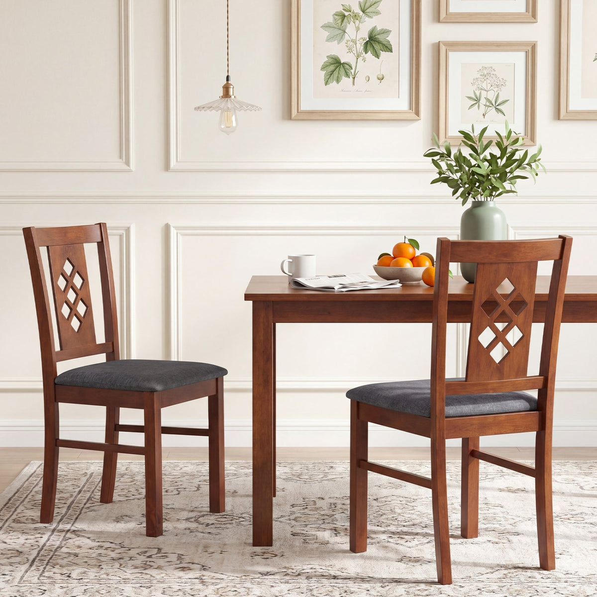 Upholstered Dining Chairs Set of 2 with Wood Frame 2