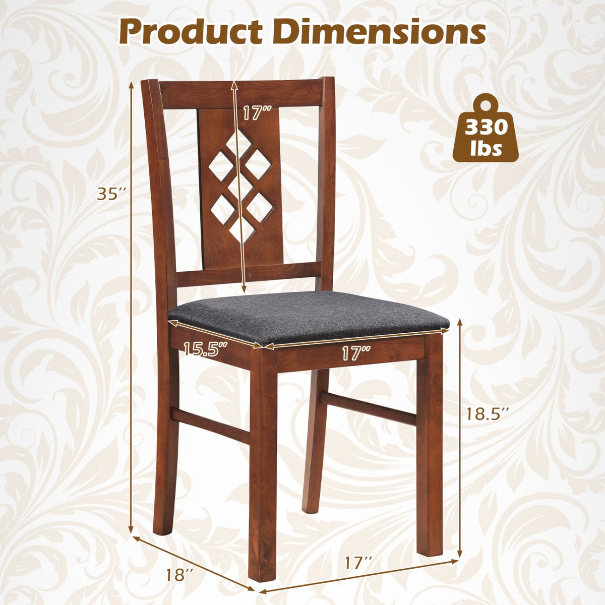 Upholstered Dining Chairs Set of 2 with Wood Frame 4