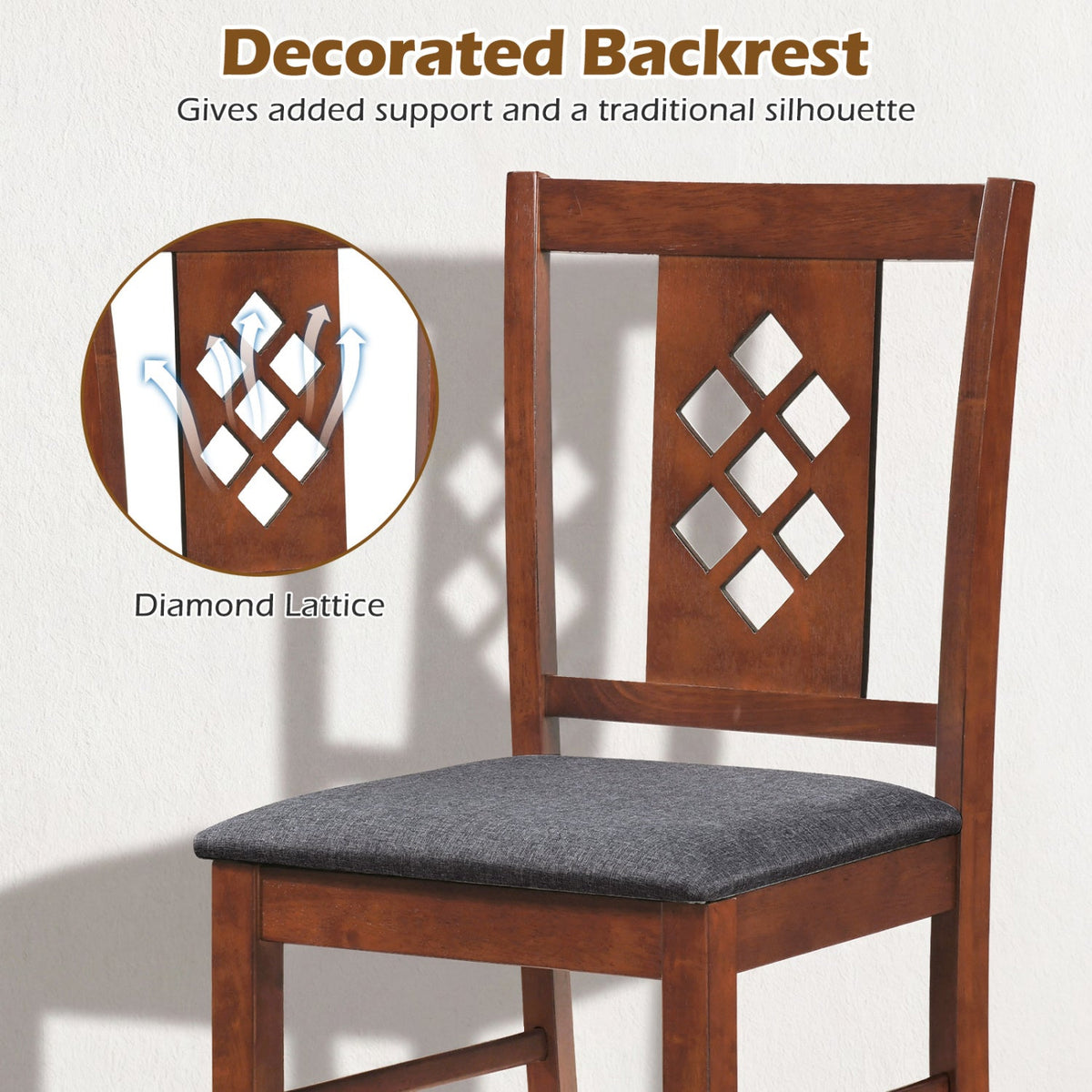 Upholstered Dining Chairs Set of 2 with Wood Frame 7