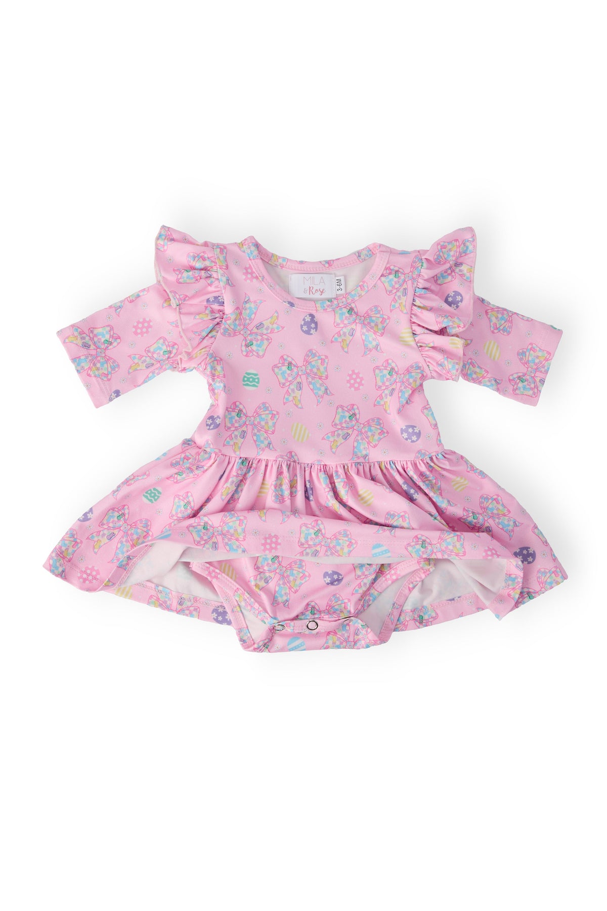 Little Bow Peeps 3/4 Sleeve Twirl Flutter Bodysuit 2