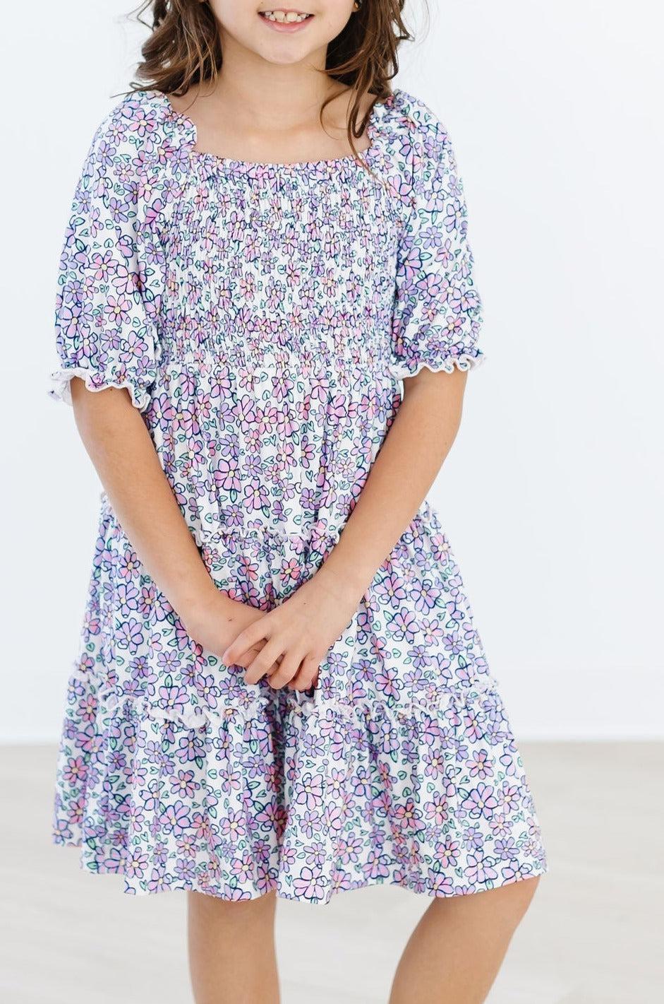 Lovely Lavender Smocked Ruffle Dress 8