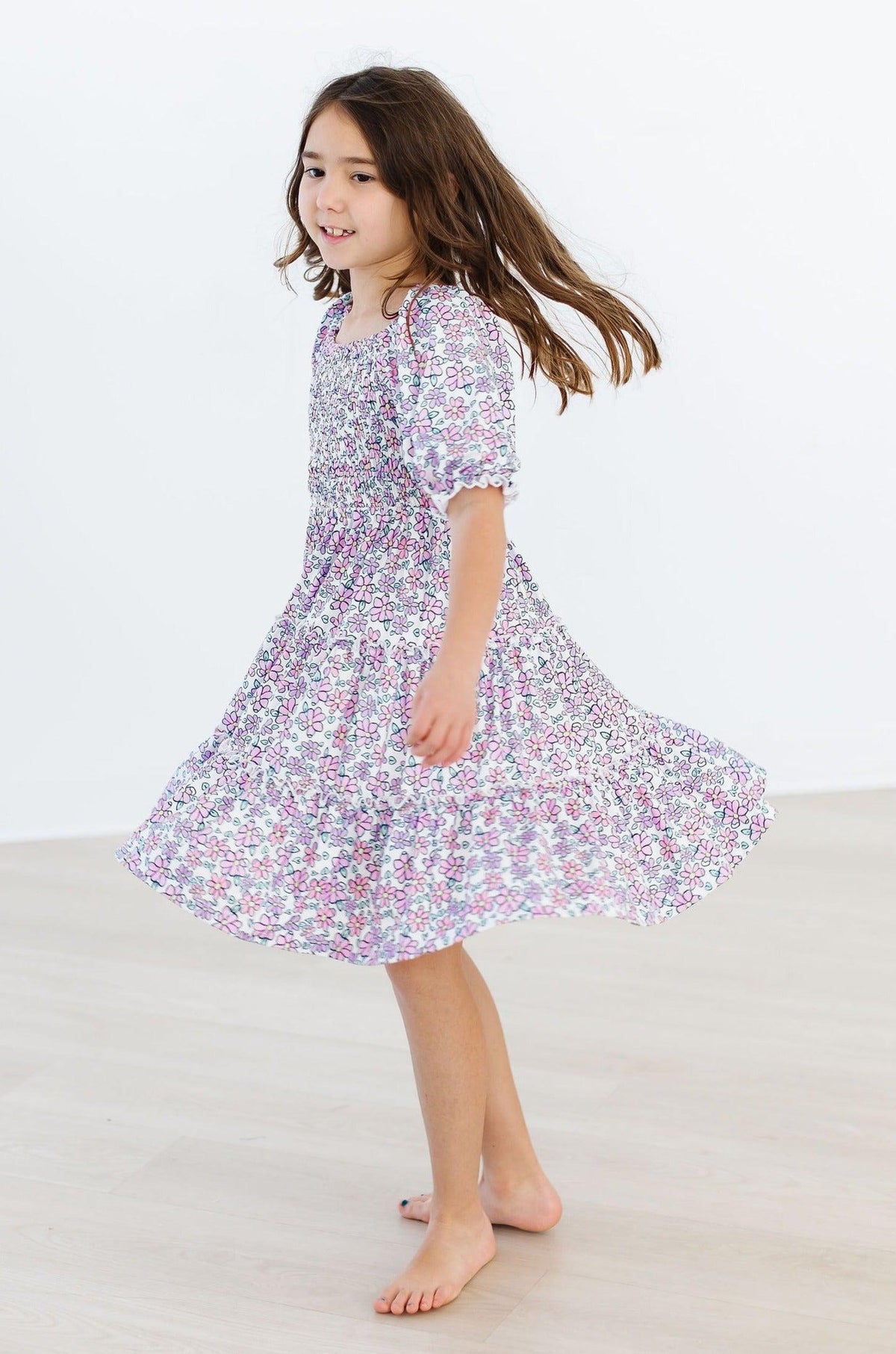 Lovely Lavender Smocked Ruffle Dress 10