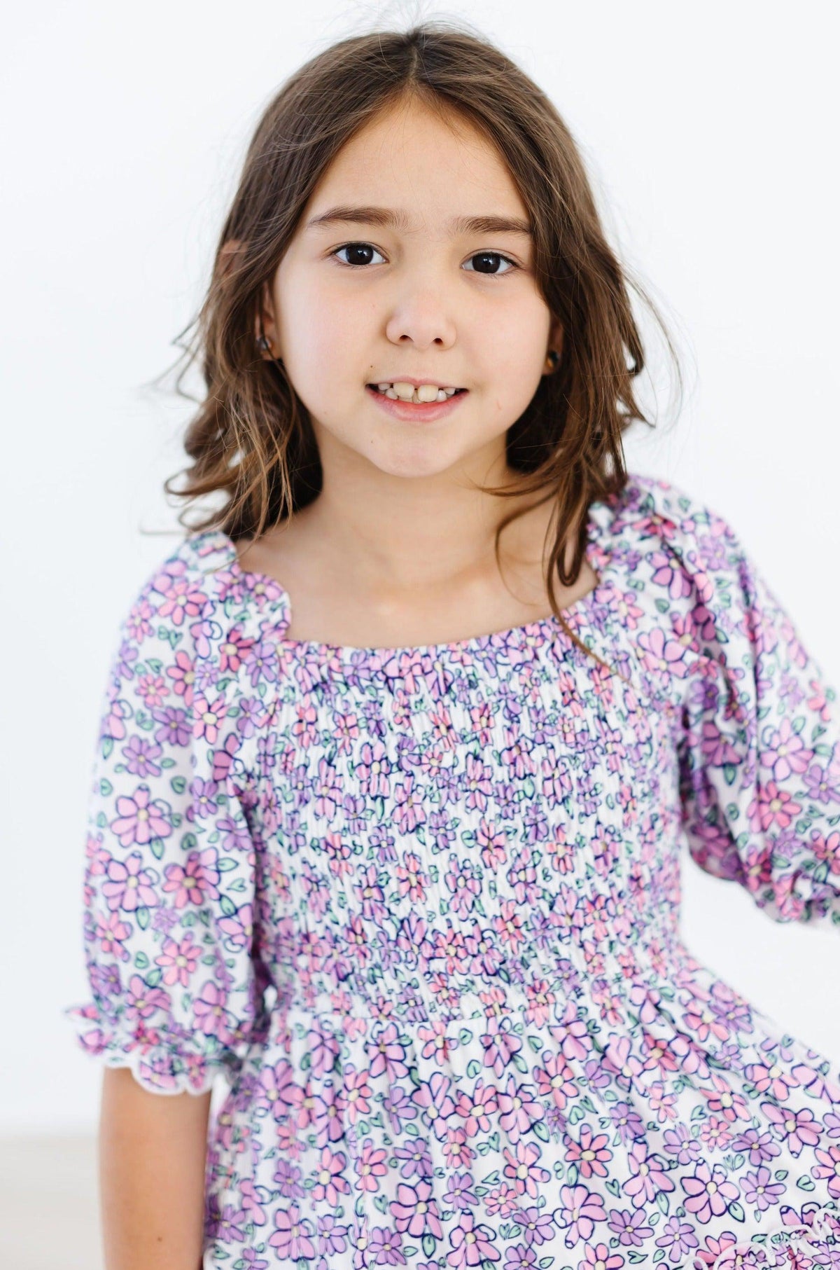 Lovely Lavender Smocked Ruffle Dress 11