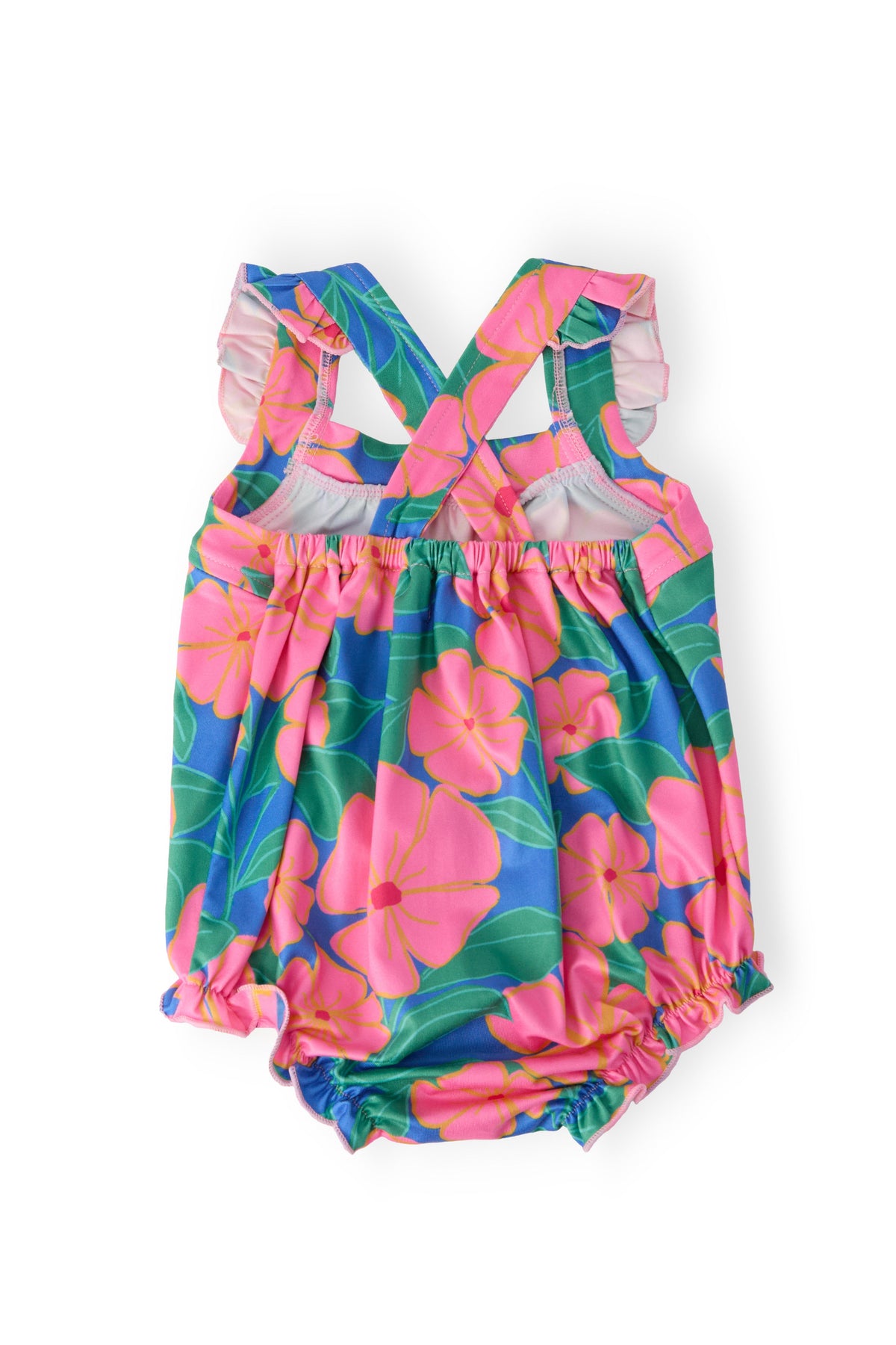 Luau Floral Ruffle Cross Back Romper 2