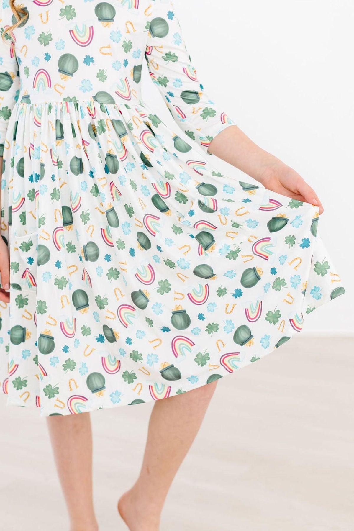 Luck of the Irish 3/4 Sleeve Pocket Twirl Dress 3