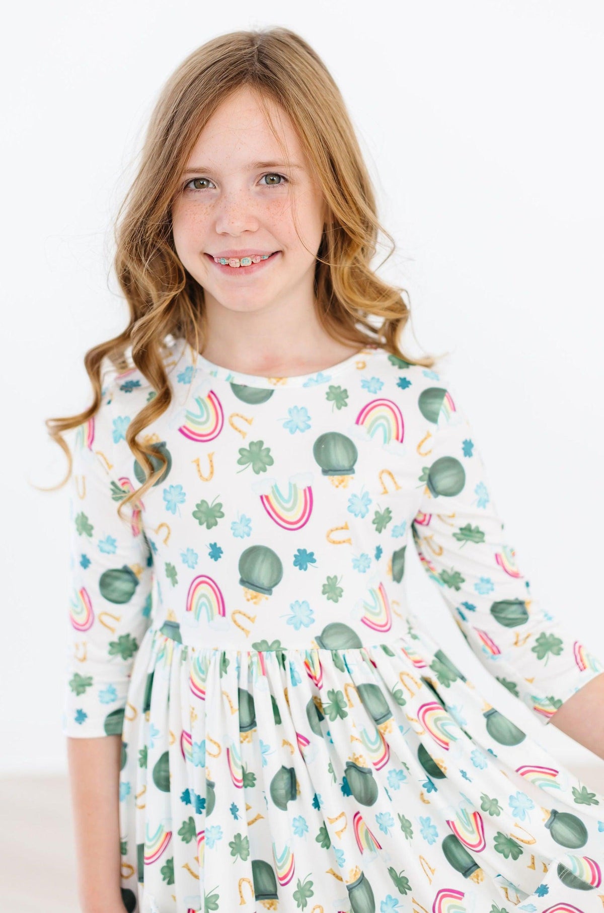 Luck of the Irish 3/4 Sleeve Pocket Twirl Dress 4