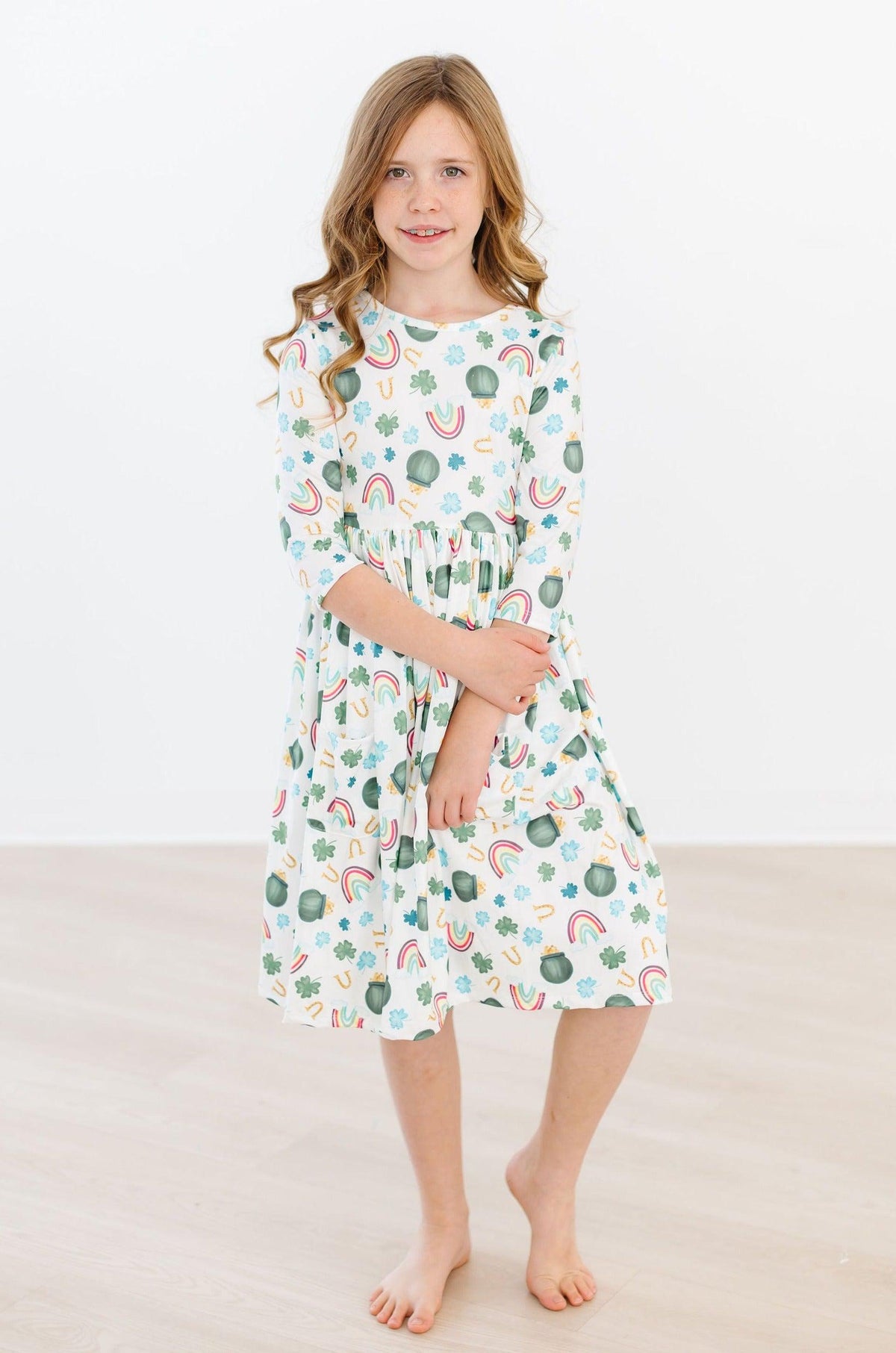 Luck of the Irish 3/4 Sleeve Pocket Twirl Dress 6
