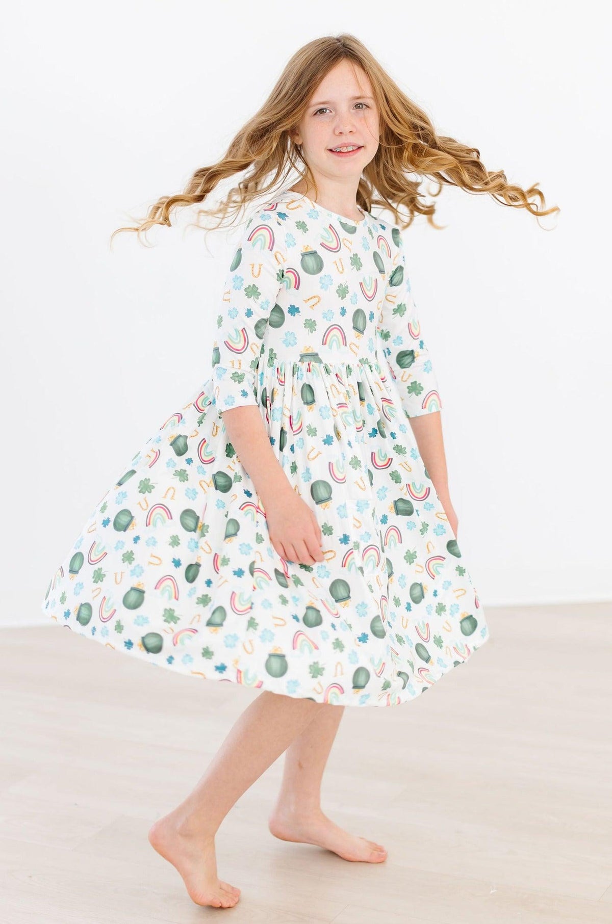 Luck of the Irish 3/4 Sleeve Pocket Twirl Dress 7