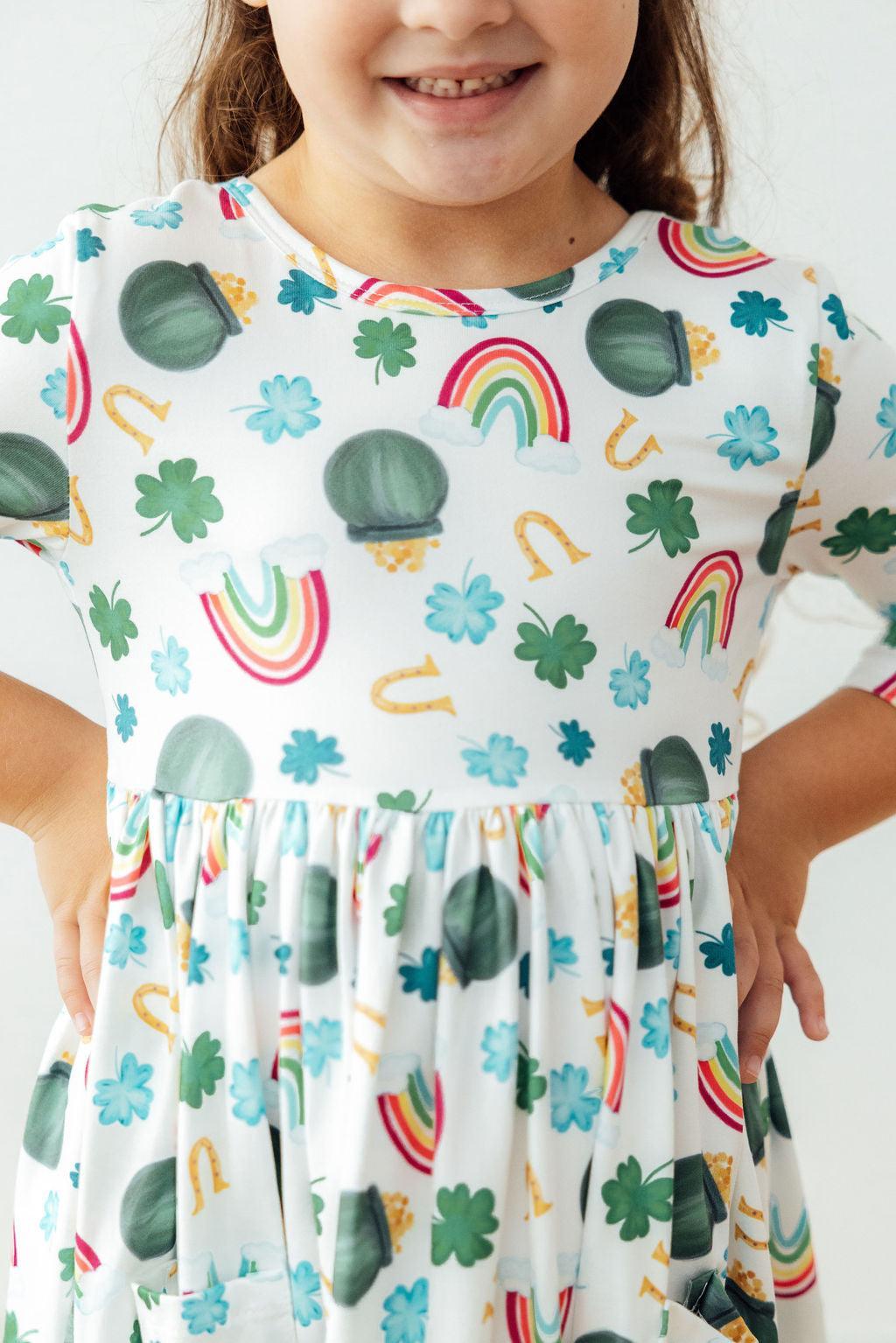 Luck of the Irish 3/4 Sleeve Pocket Twirl Dress 1