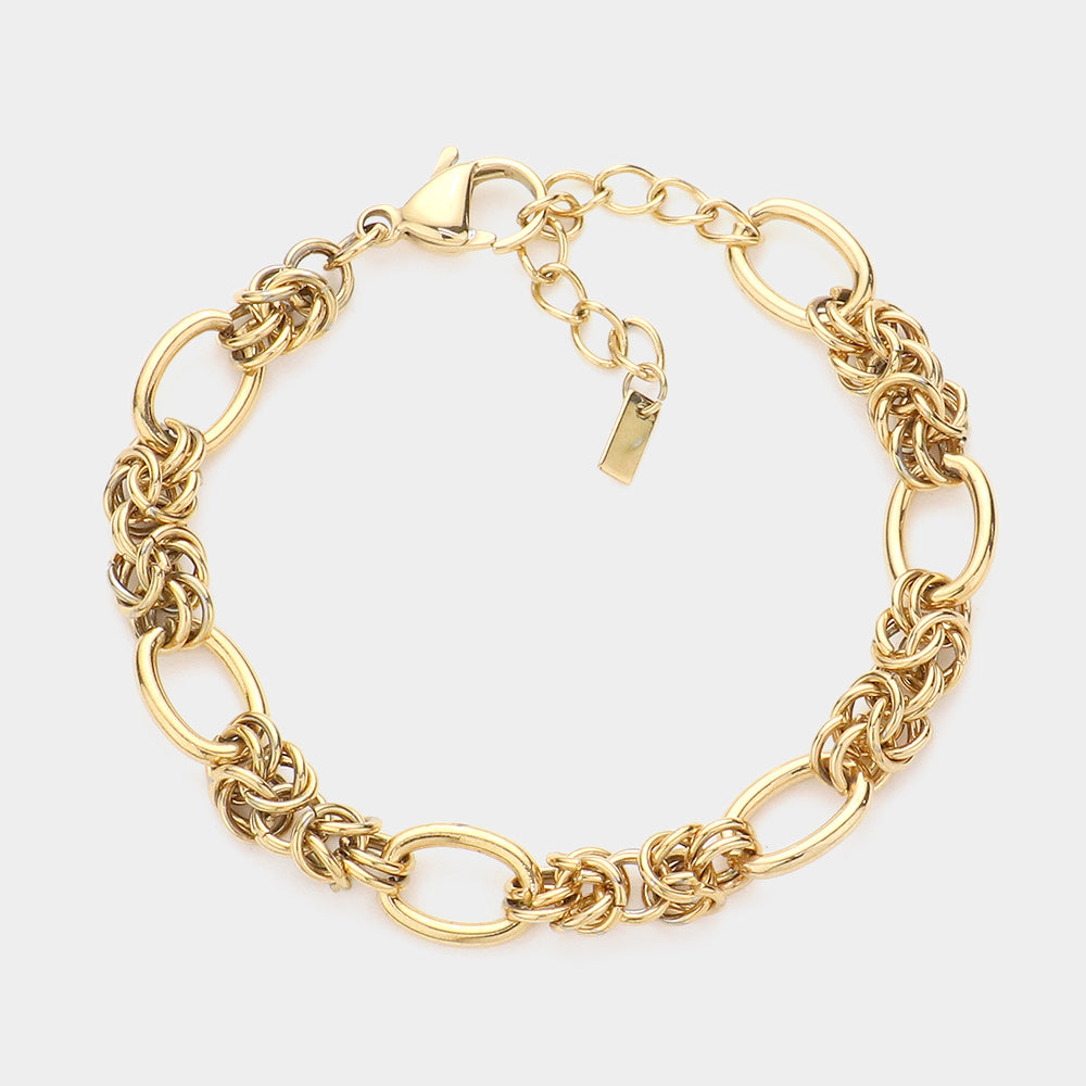 18K Gold Dipped Stainless Steel Premium Handmade Chain Link Bracelet 2