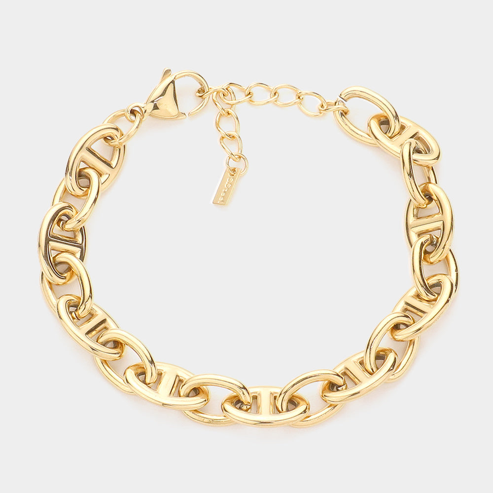 18K Gold Dipped Stainless Steel Premium Handmade Chain Link Bracelet 1