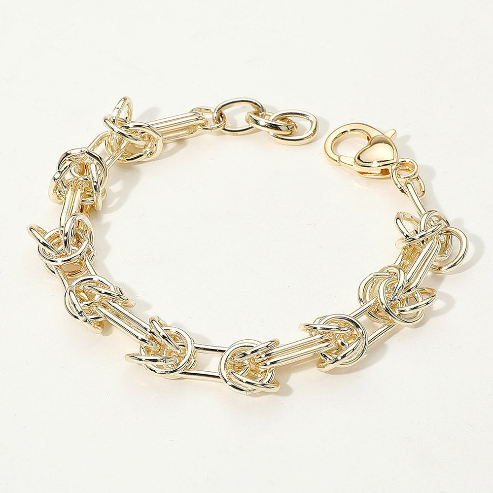 14K Gold Plated Knotted Link Chain Bracelet 1