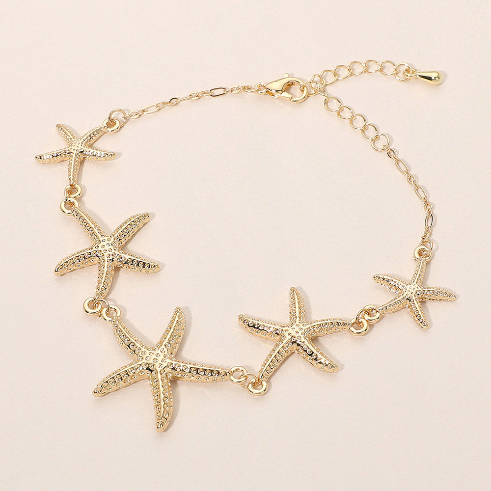 Textured Metal Starfish Link Bracelet 1