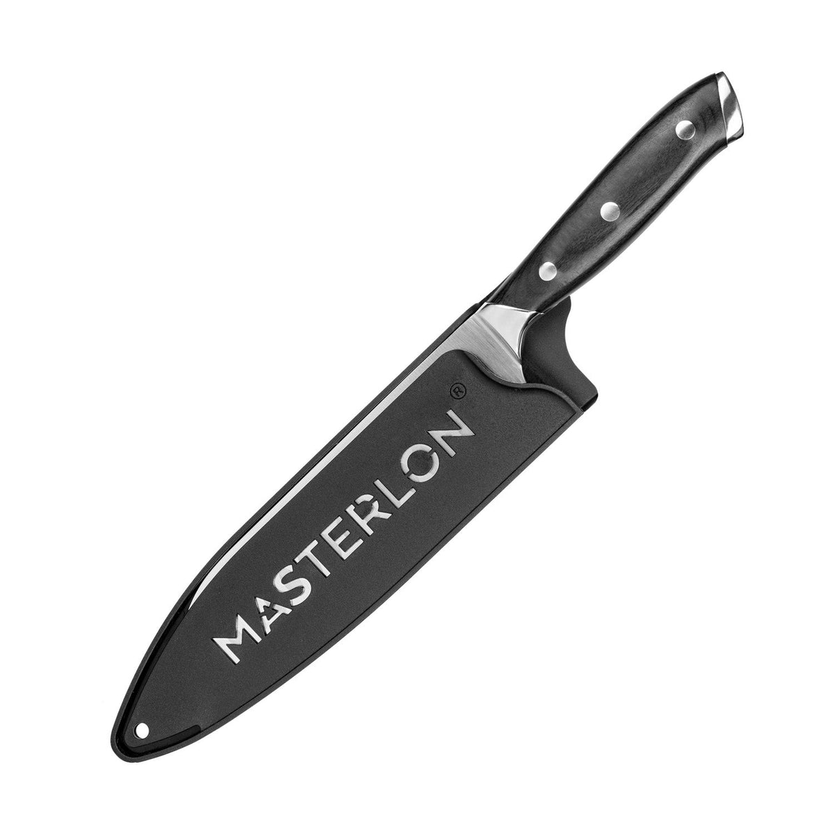 MASTERPAN Essential Chef’s Knife Bundle - 8" Chef’s Knife, 8" Slicer Knife & 7" Santoku Knife - Stainless Steel Blades with Protective Covers 7