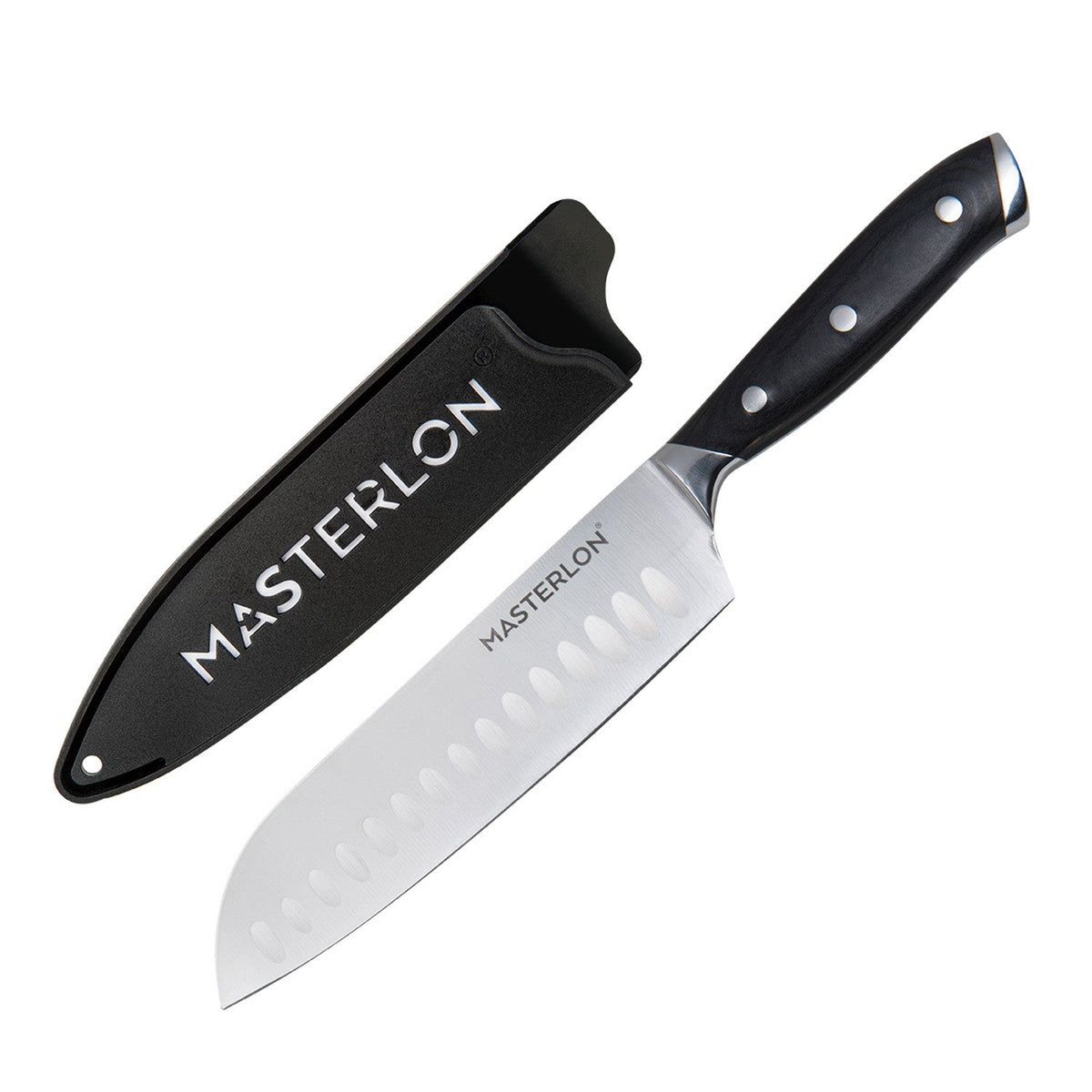 MASTERPAN Santoku Knife With Stainless Steel blade & Cover, 7" (18cm) 3