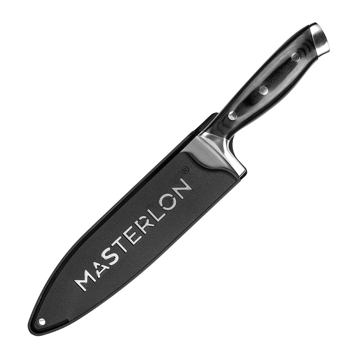 MASTERPAN Essential Chef’s Knife Bundle - 8" Chef’s Knife, 8" Slicer Knife & 7" Santoku Knife - Stainless Steel Blades with Protective Covers 6