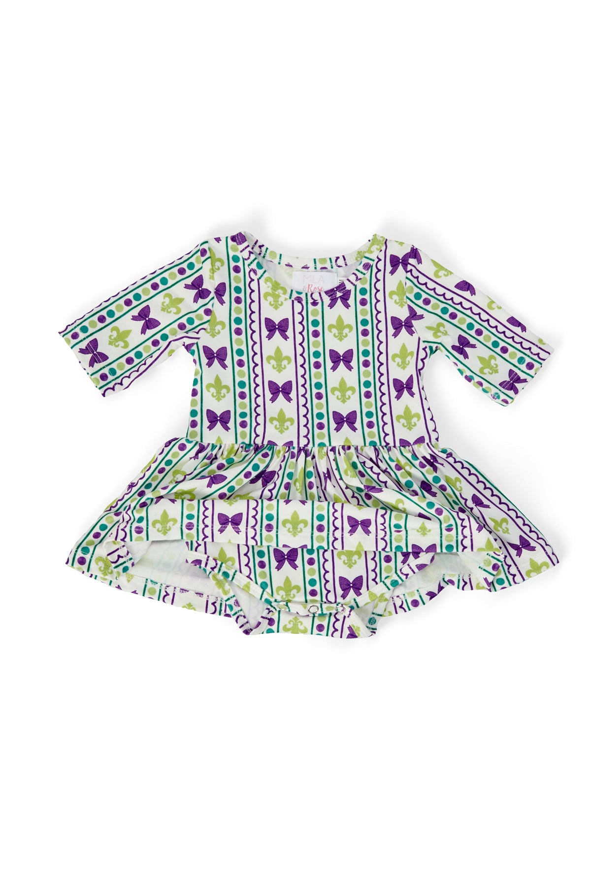 Mardi Gras 3/4 Sleeve Twirl Bodysuit 2