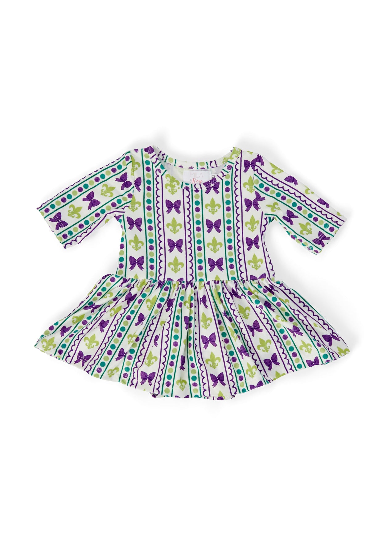 Mardi Gras 3/4 Sleeve Twirl Bodysuit 1