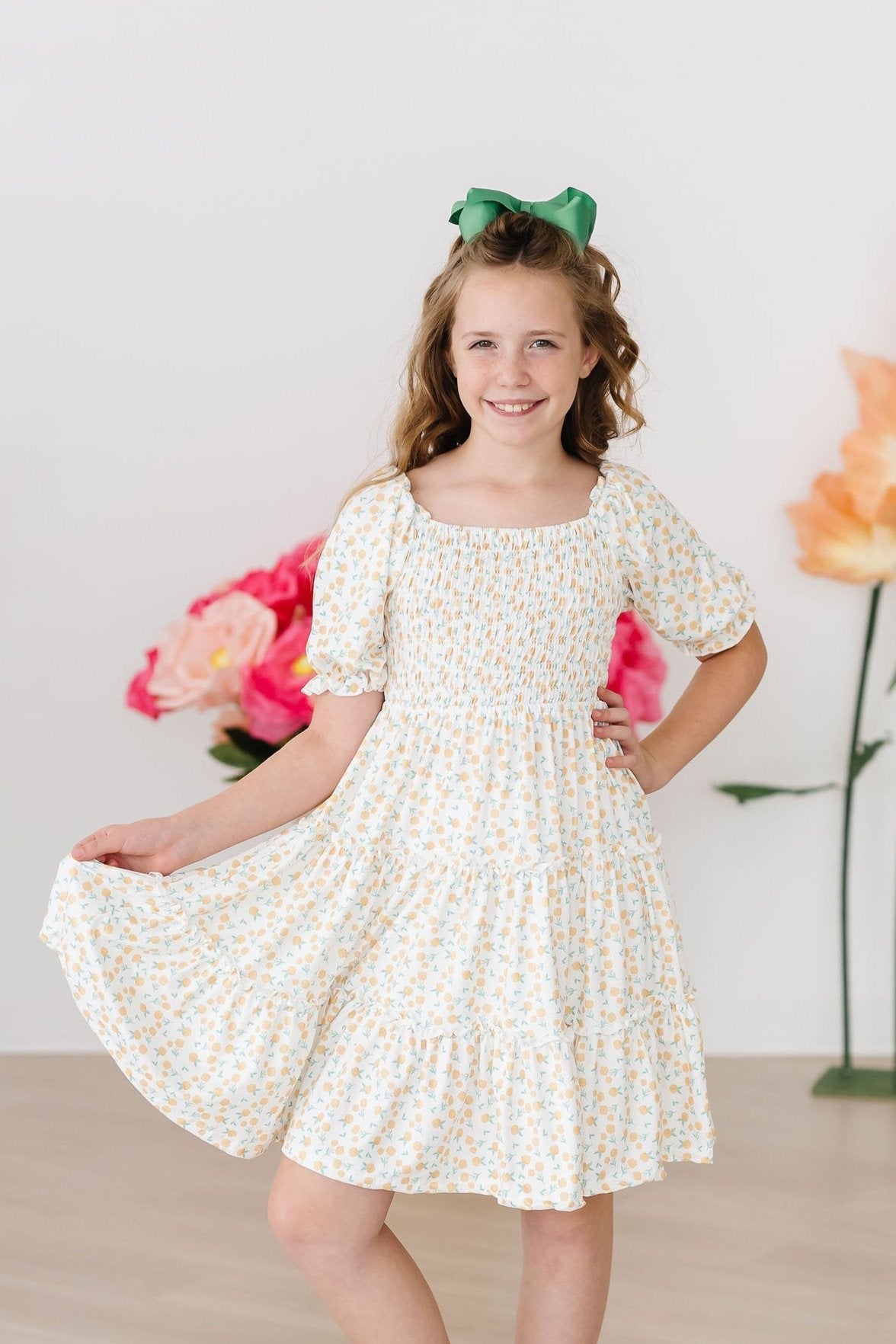 Marvelous Marigolds Smocked Ruffle Dress 7